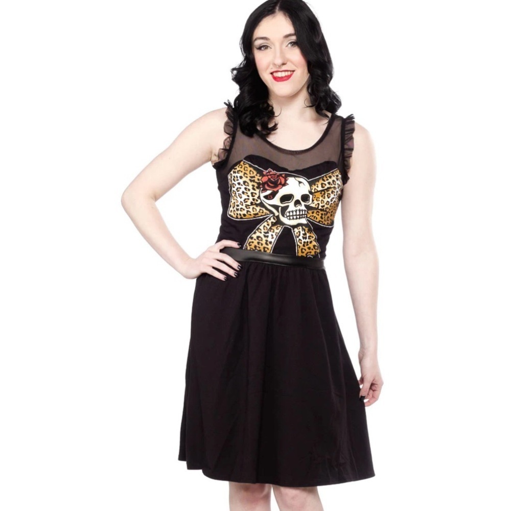 Lucky 13 Skull Bow Leopard Dress